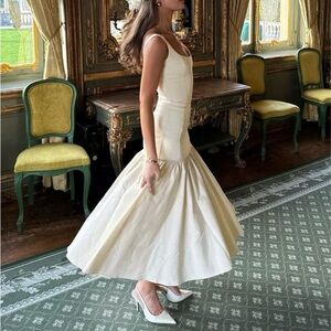 Cream Ruffle Long Cami Sundress size S